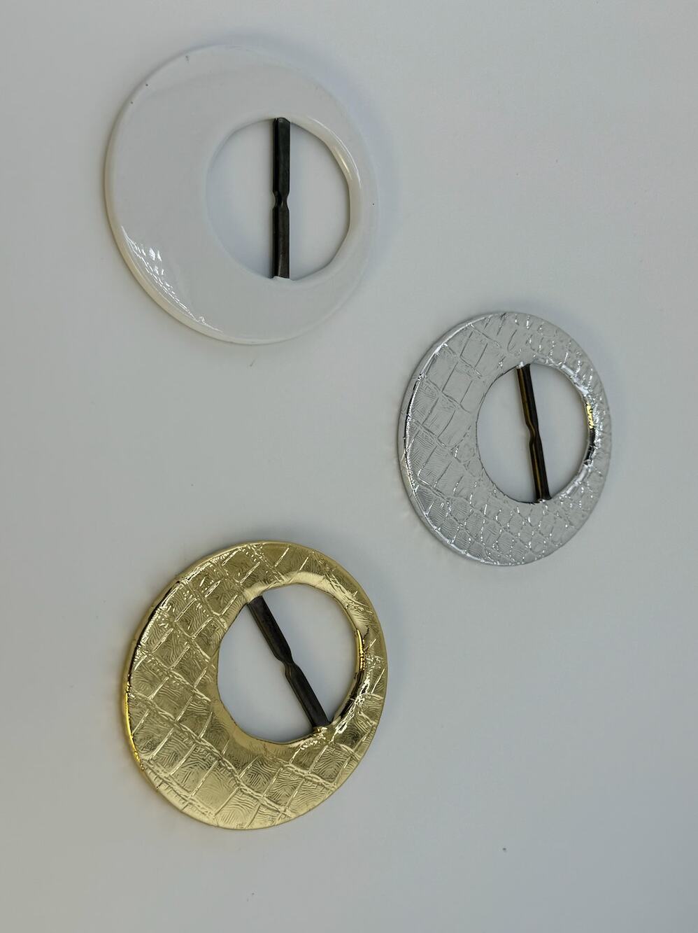 Vintage 90s Y2K Sarong Ties Buckles Set of 3 Beach Cover up Gold Silver White